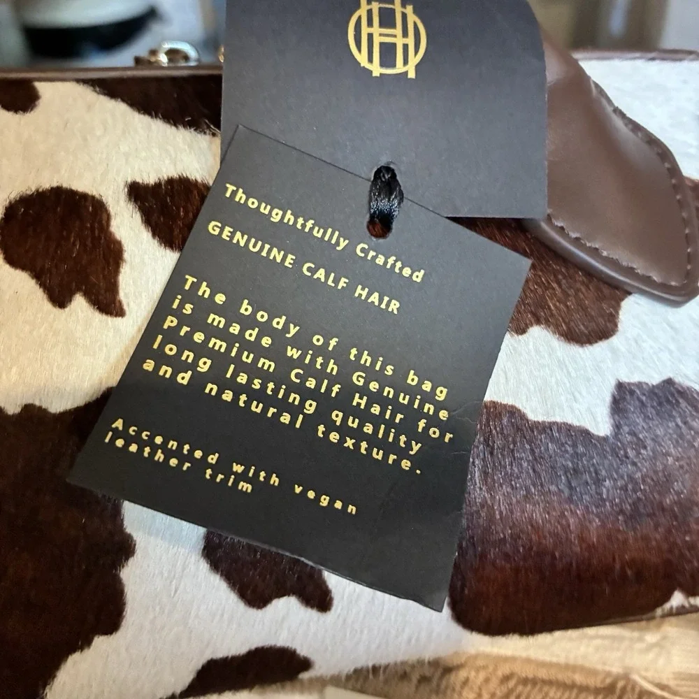 NWT House of Harlow 1960 Brown and Black Cow Print (genuine calf hair) handbag - Picture 7 of 7